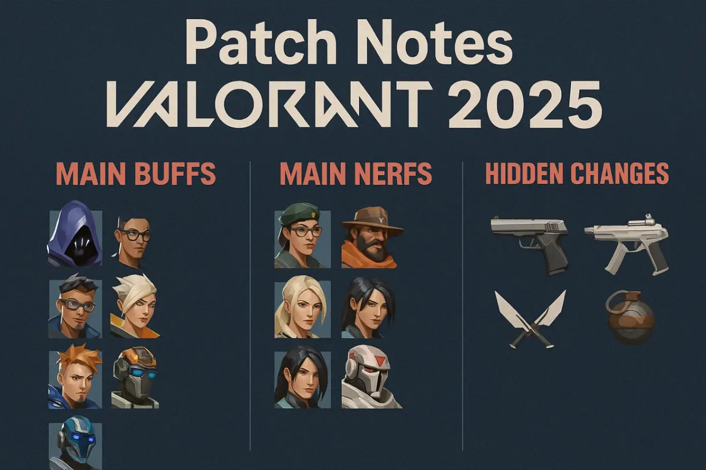 Valorant Patch Notes 2025 — полный разбор баффов, нерфов